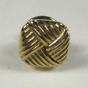 Tie Tack Knot Goldtone Size 7/16 Inch Woven Pattern Herringbone